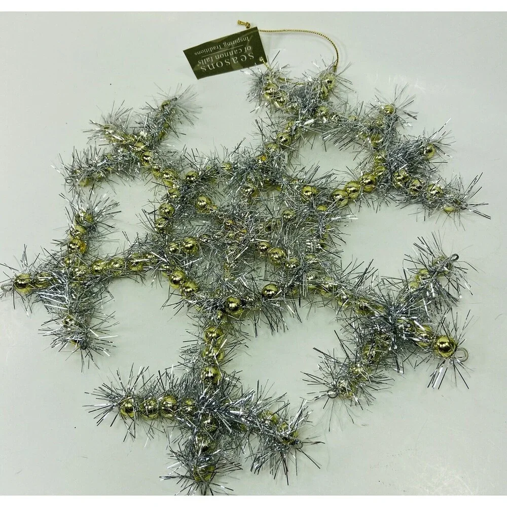 Midwest Seasons Gold Silver Large Oversized Tinsel Snowflake Christmas Ornament